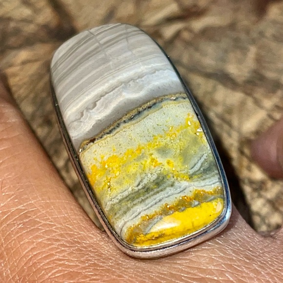 Indonesian Buzzing Bumblebee Jasper Ring Size 7 - Picture 7 of 11